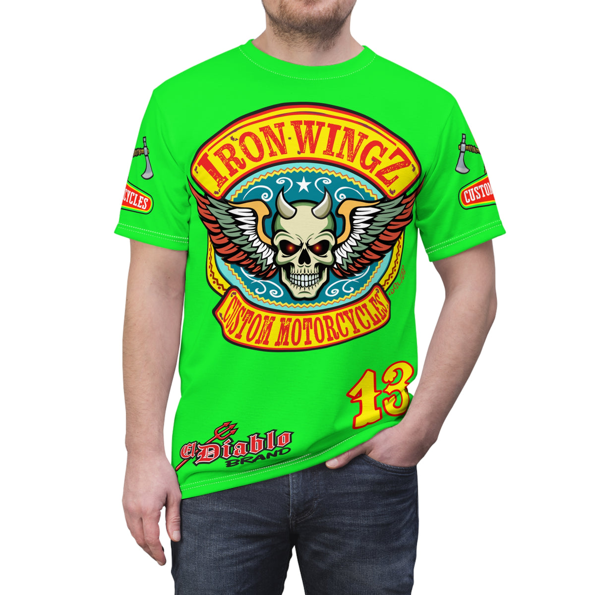 Very Special Iron Wingz Garage HiViZ  Lumina Motorcycle Rider Super Tee
