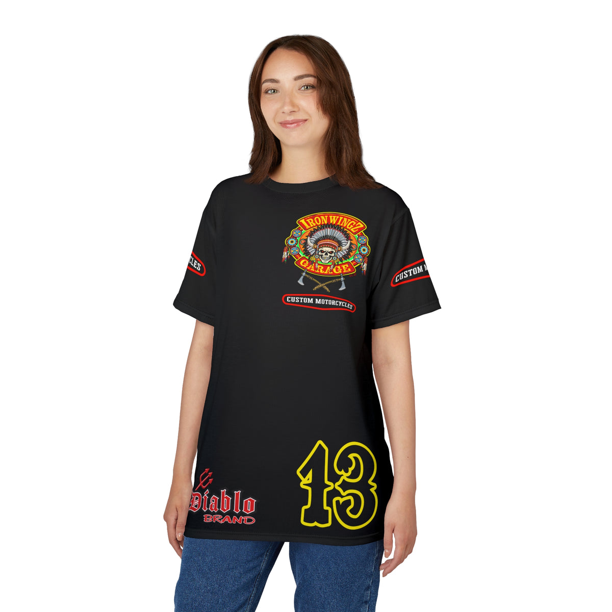 SRT Iron WingZ Garage Custom Biker Riding Super Tee - Retro Vintage Graphic Style