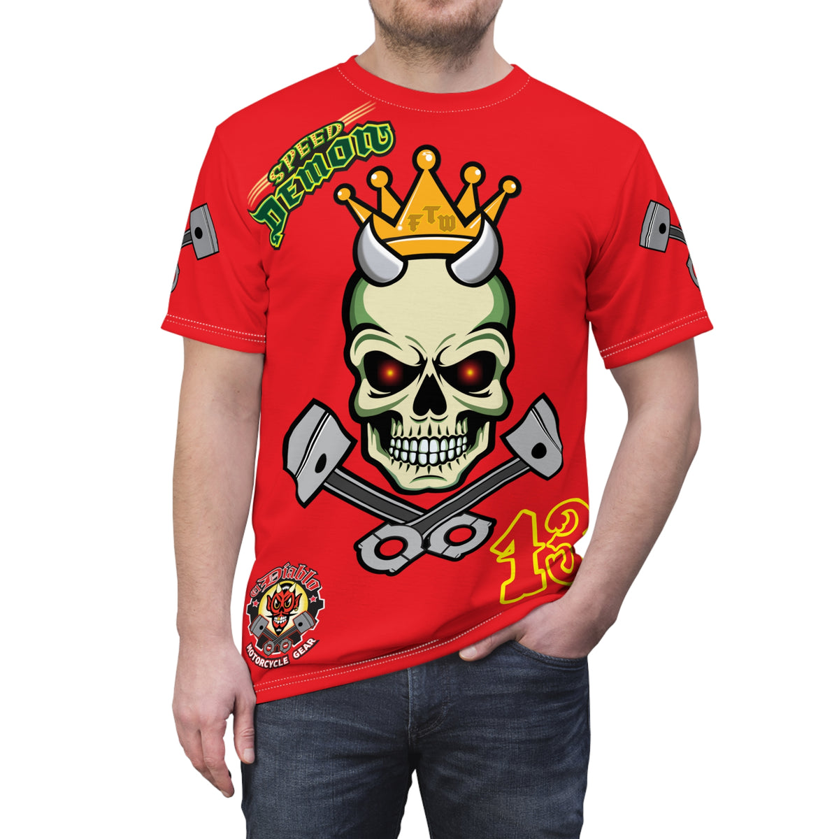 Speed Demon Customs HiViz High Performance Motorcycle Riding Super Tee, Unique High Visibility XL Graphics
