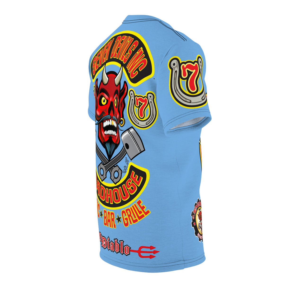 Seven Devils Inc. Roadhouse HiViz Design, Edgy Biker Shirt, Special Motorcycle Riding Gear, Seven Devils Inc.