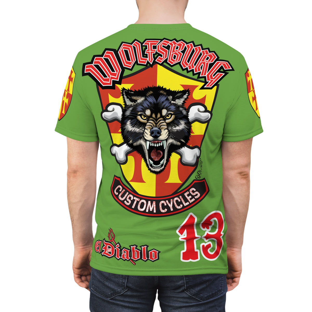 Wolfsburg Custom Cycles HiViz Graphic Super Tee for Bikers