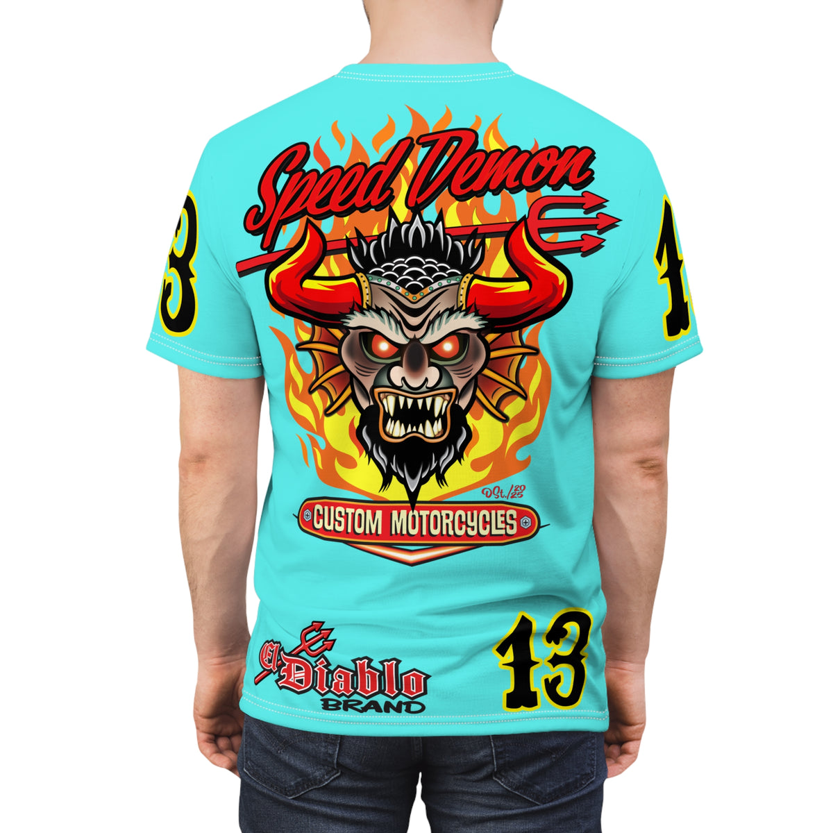 Speed Demon Customs BLU SKY Super Tee — Extreme Edgy Graphics - Bad Attitude Custom Biker Riding Gear