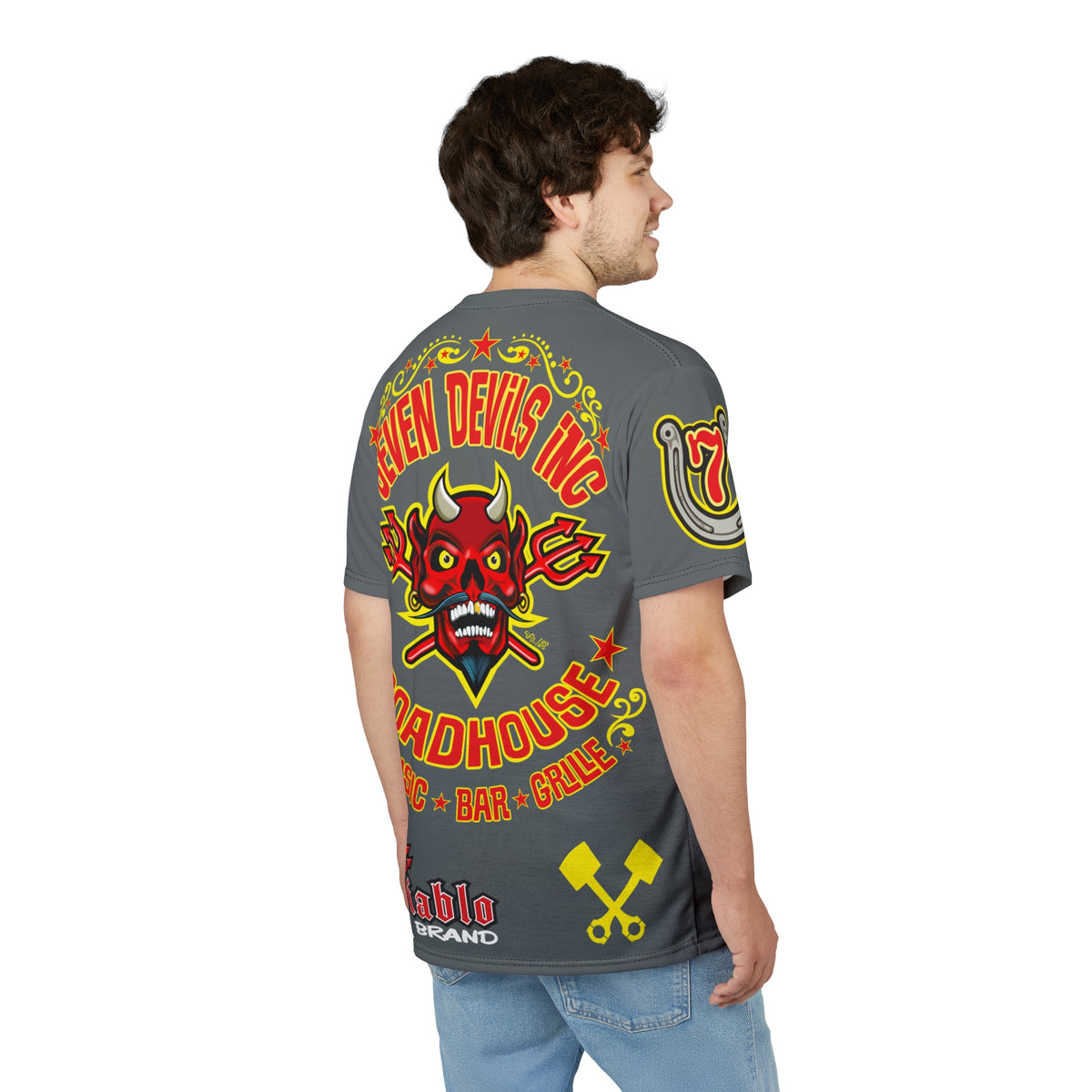 Seven Devils Inc. Roadhouse Deluxe HiViz Graphic Tee - Motorcycle Custom Riding Super Tee
