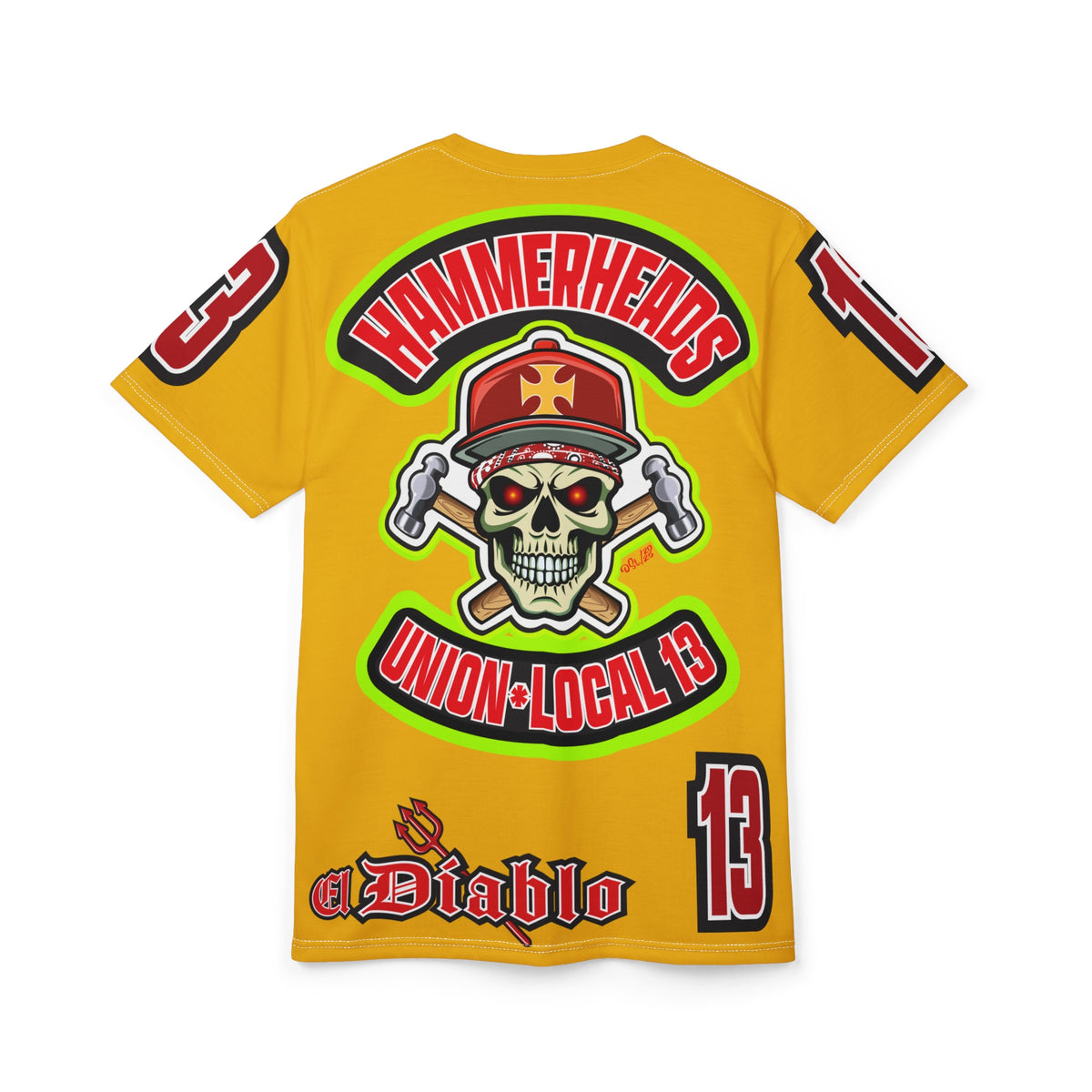 Hammerheads Union Local 13 HiViz Super Tee - Rough Tough Bad Attitude Motorcycle Riding Tee