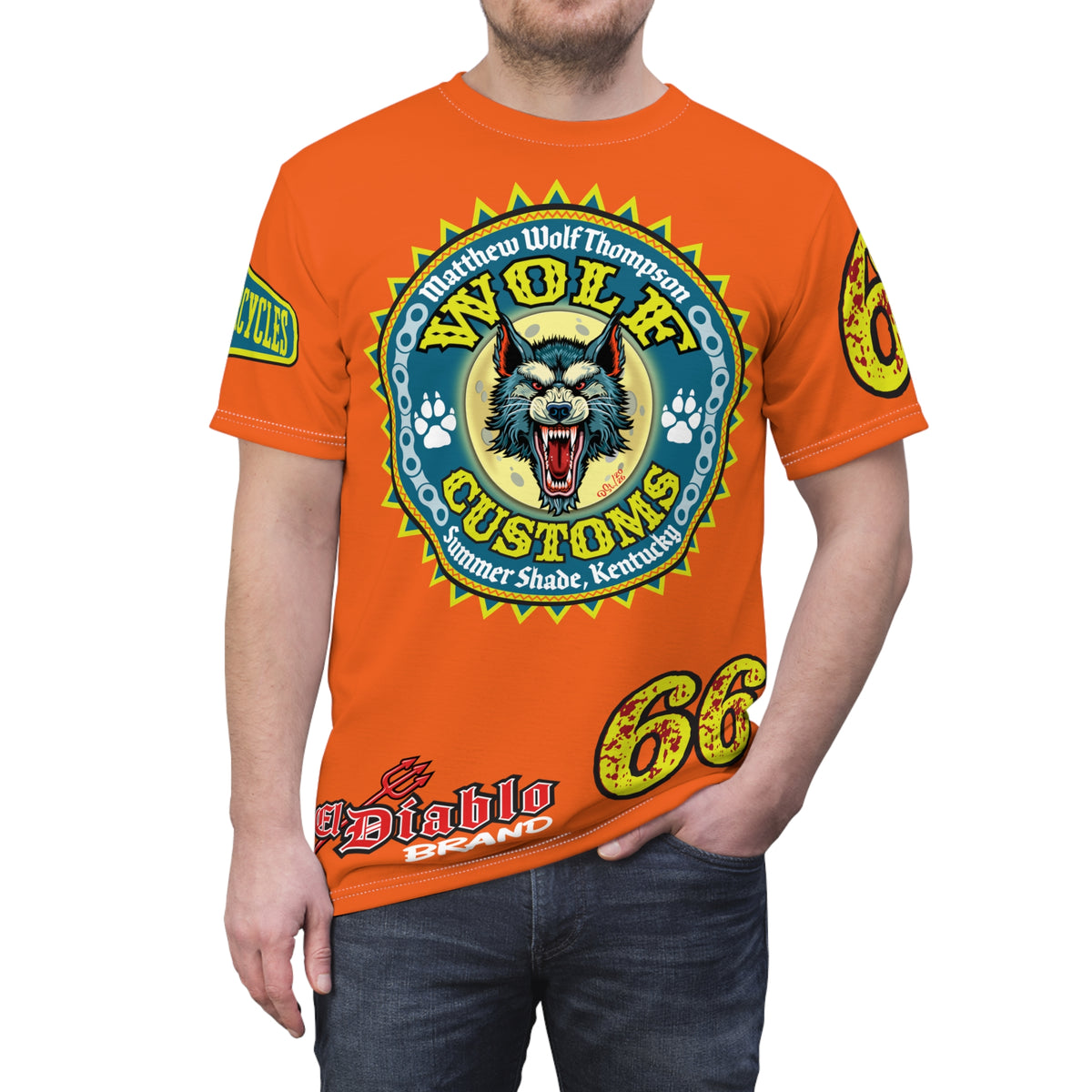 MWT Wolf Customs '66 Graphic HiViZ Super Tee — Retro Motorcycle Club Shirt, The Best Biker Riding Tee EVER !!!