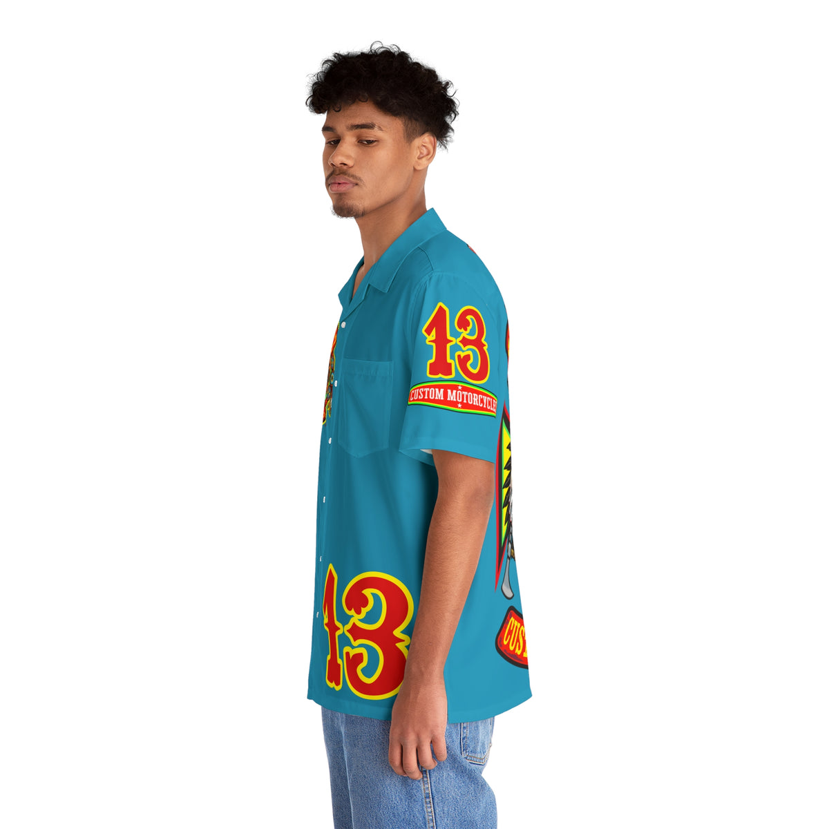 Big Bopper Men's Hawaiian Shirt - Loose, Comfortable Button Up Shirt for Easy Breezy Riding - Sizes to 5XL