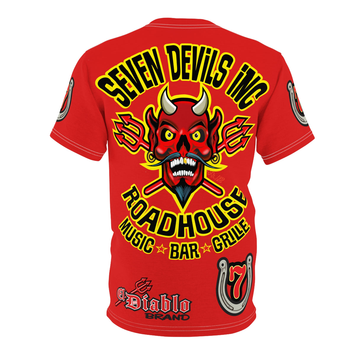Seven Devils Road House (BLACK STAR HIVIZ LIMITED EDITION) Custom Super Riding Tee - Retro Devil Style Graphic Style