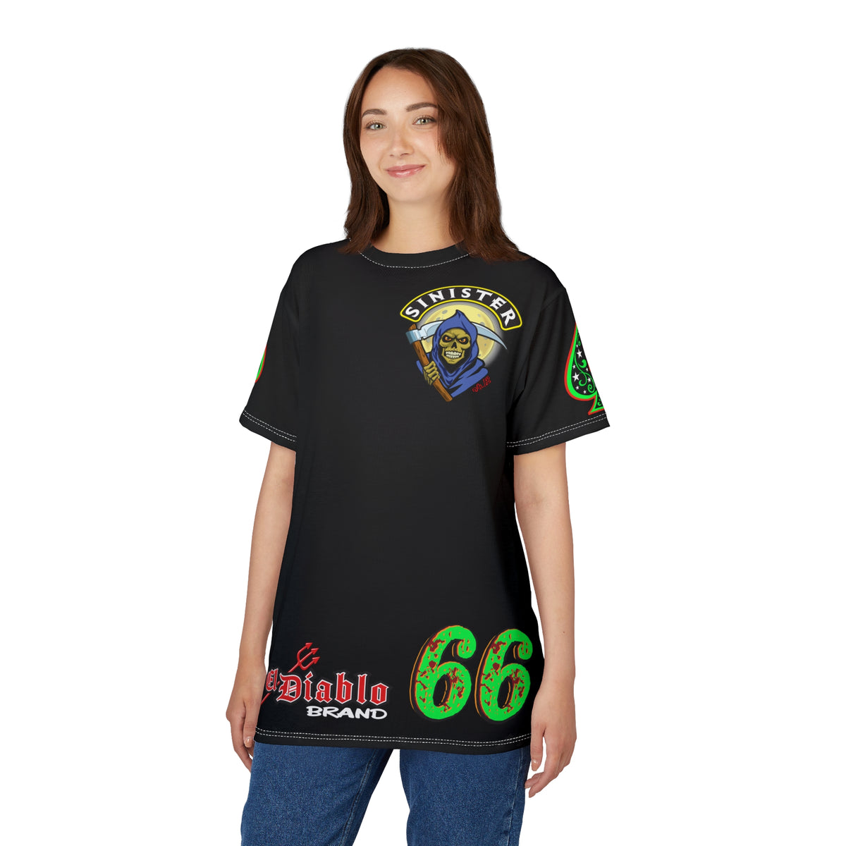 SRT Sinister Choppers Reaper Custom Super Tee - Gothic Graphic T-Shirt for Hardcore Motorcycle Riders