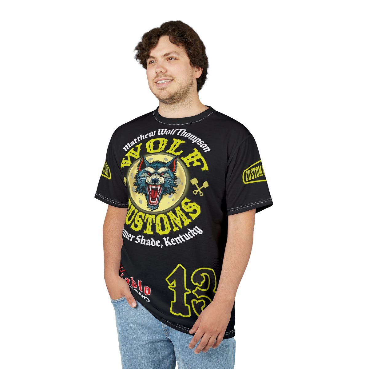MWT Wolf Customs 13 Black & XL Graphics- Super Riding Tee — Retro Motorcycle Club Shirt, The Best Biker Riding Tee EVER !!!