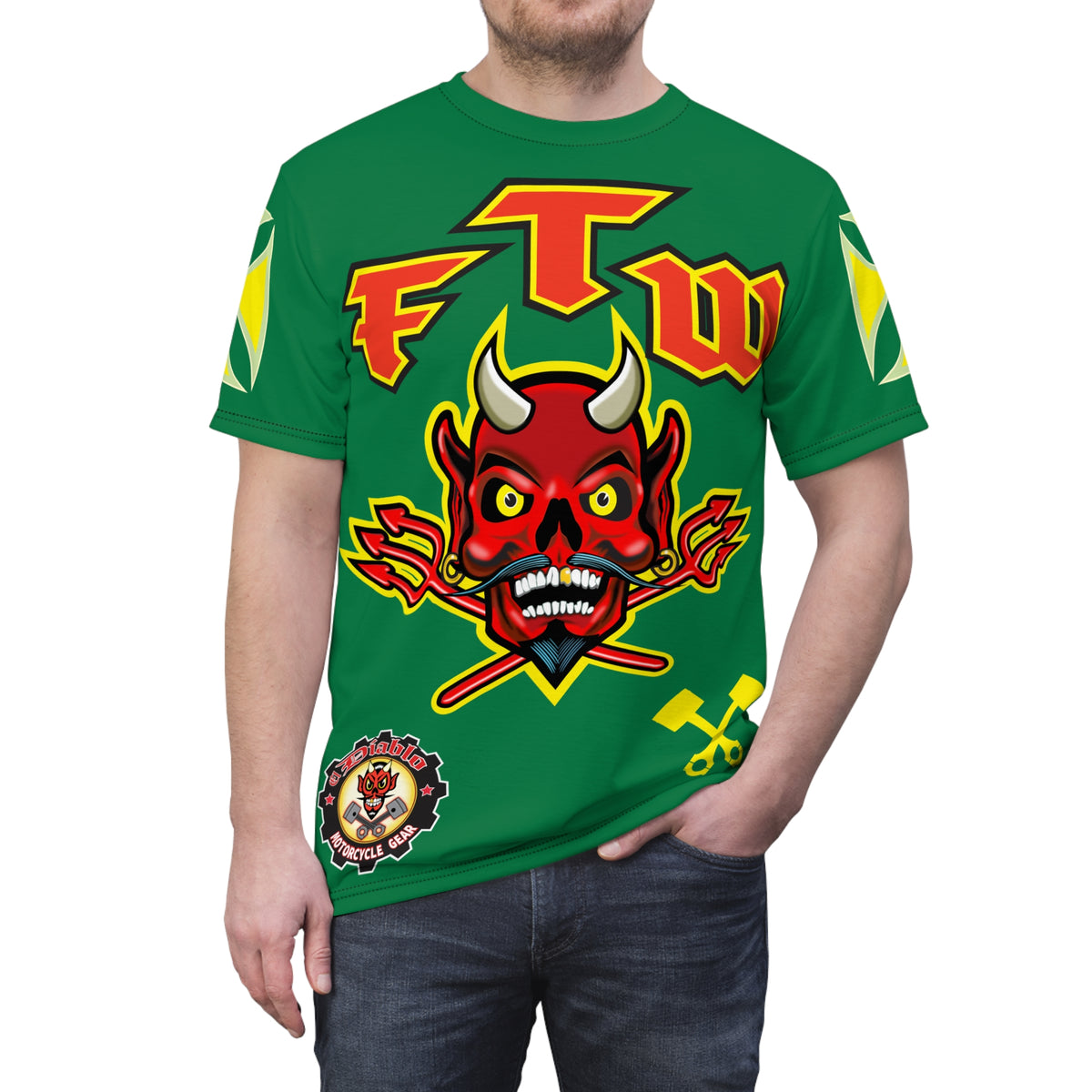 FTW Motorcycle Riders Super Tee - Edgy HiViz Colour Graphics - Show Your Attitude in Style