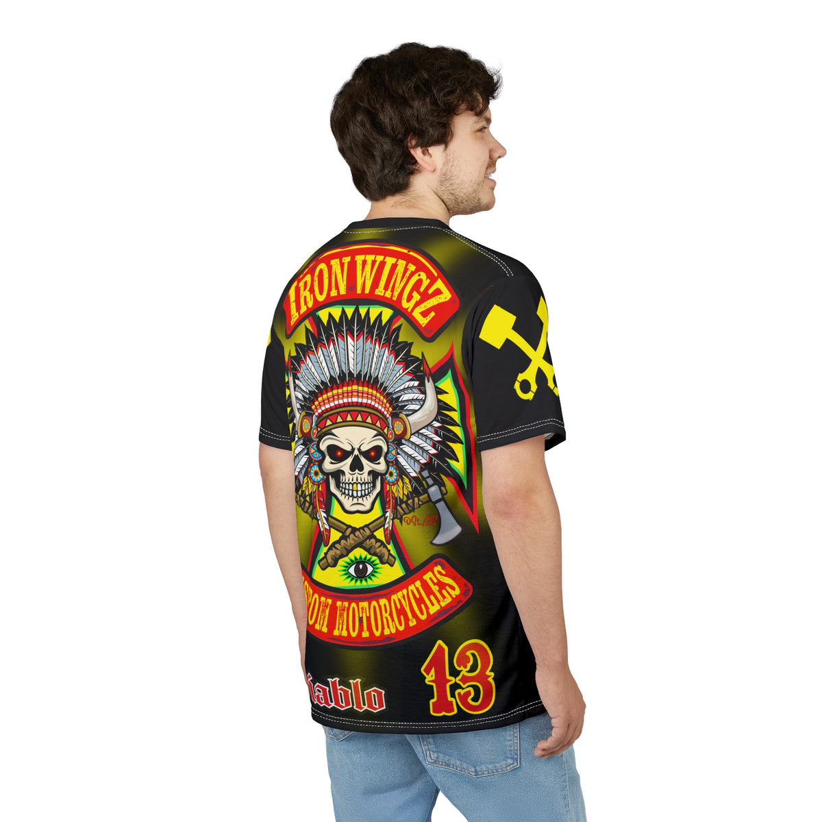 SRT Iron WingZ Customs HIviz Graphic Super Riding Tee, Edgy Streetwear, Customized Apparel, Gift for Bikers