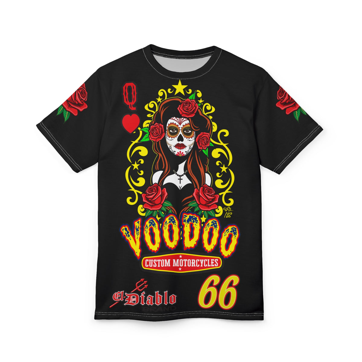 Voodoo Custom Motorcycles Tee —  Queen of Hearts Super Tee