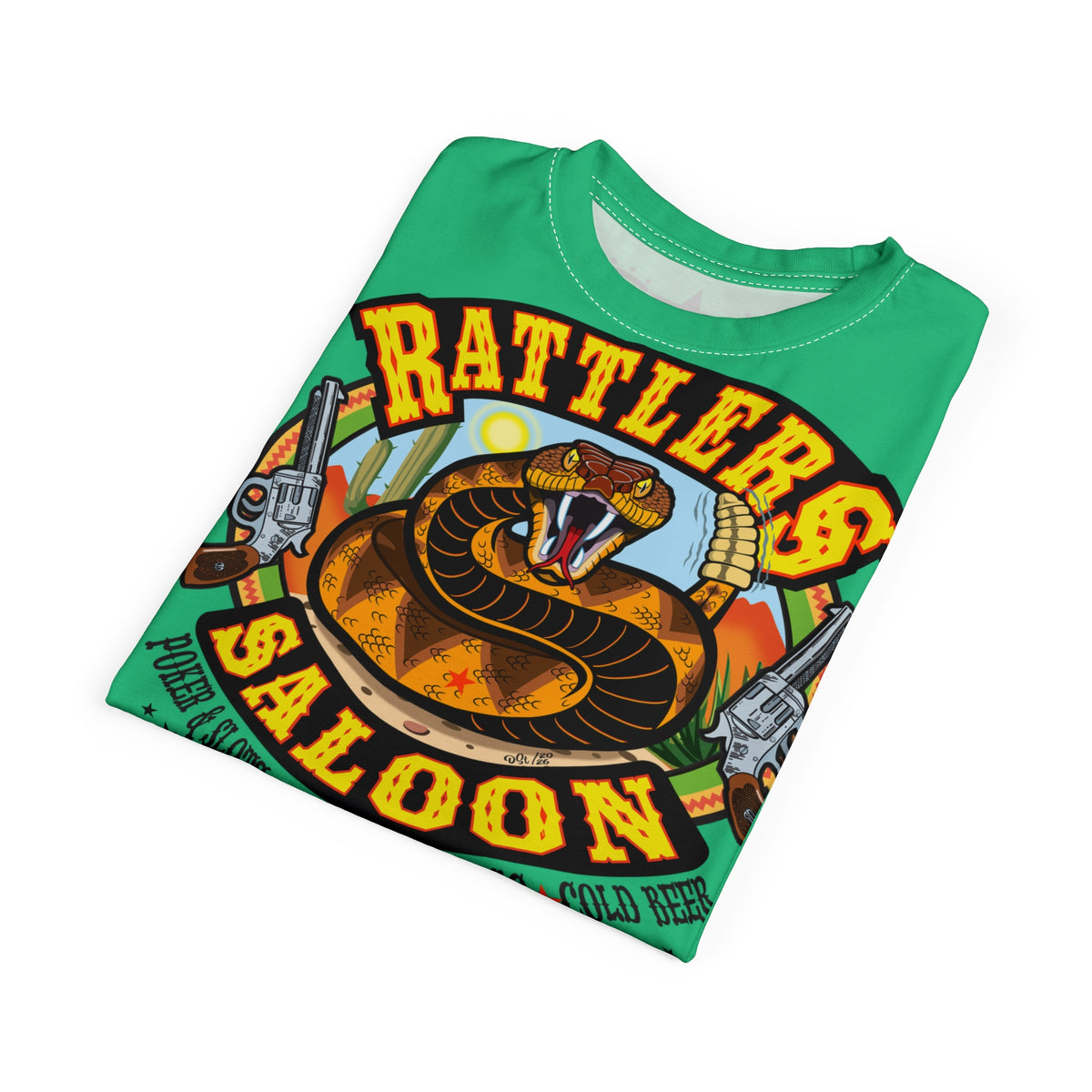 Rattlers Saloon Snake Logo Tee — Vintage Biker 66 Graphic Shirt