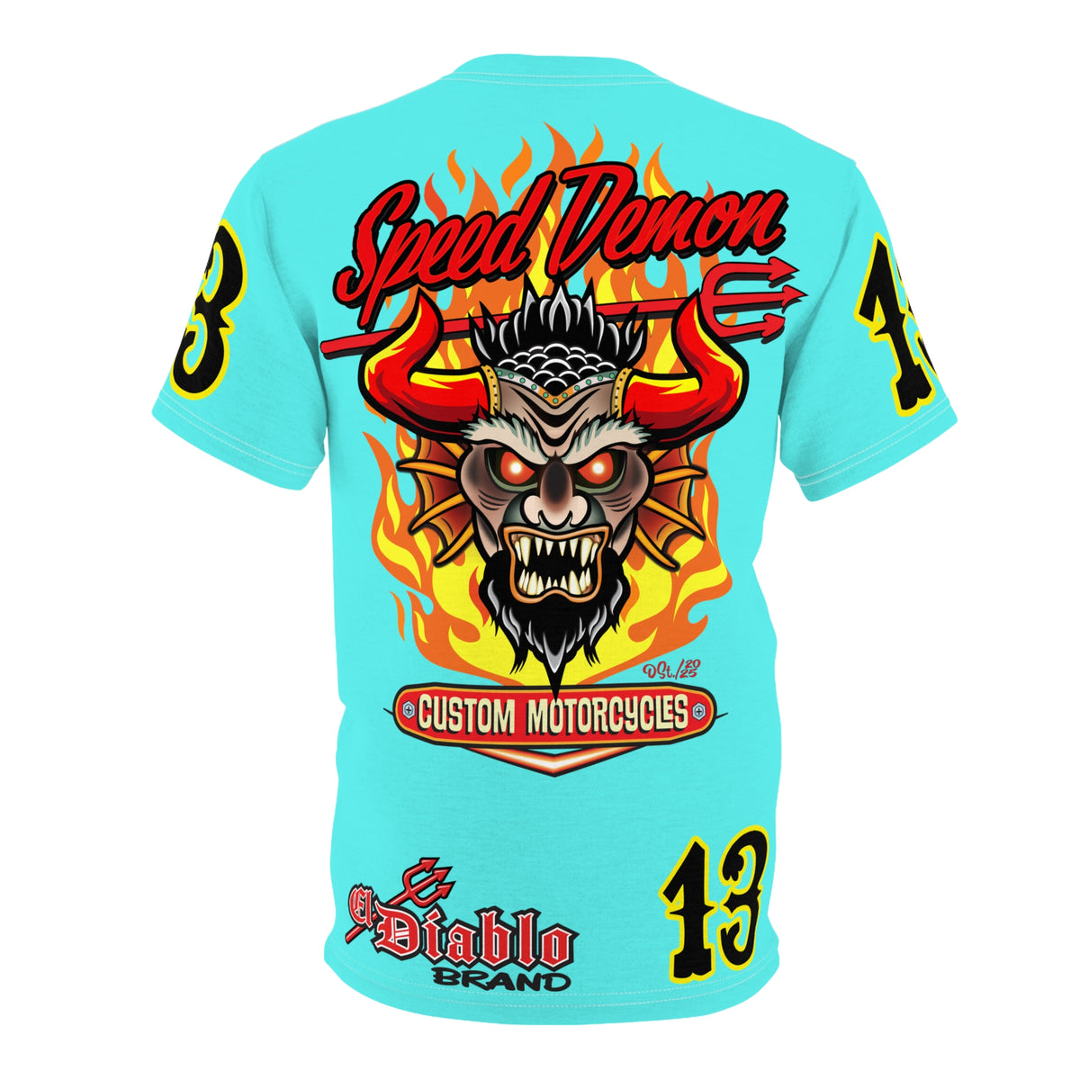 Speed Demon Customs BLU SKY Super Tee — Extreme Edgy Graphics - Bad Attitude Custom Biker Riding Gear