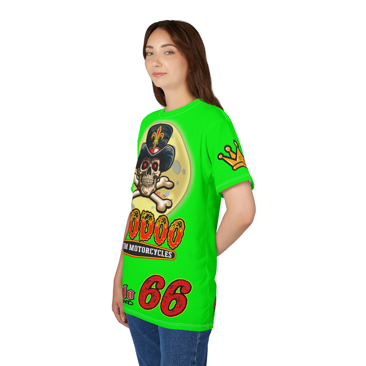Very Special VooDoo Custom Motorcycles HiViZ  Route 66 Unisex Super Tee - High Performance Riding Gear