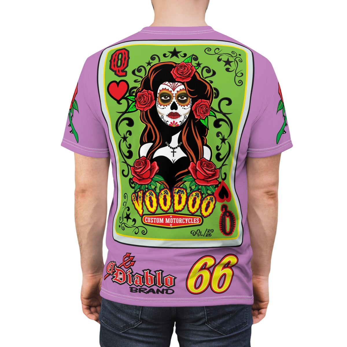 Copy of Voodoo Custom Motorcycles Tee — Queen of Hearts  Graphic Riding Super Tee