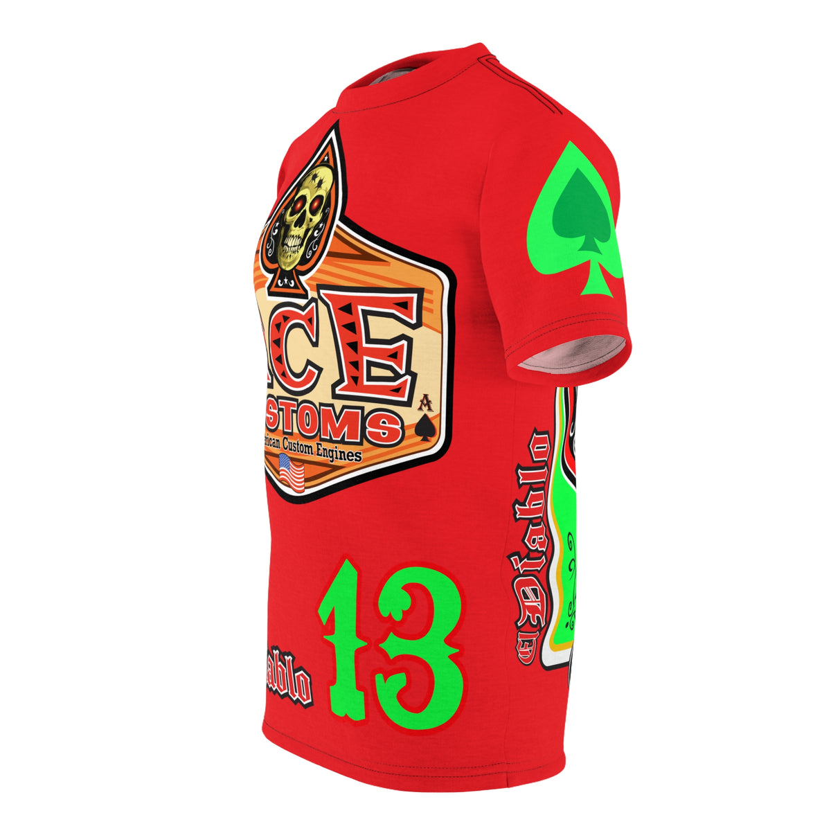 American Custom Engines ACE - Special Lumina Green  Ace of Spades Death Card High visibility Graphics