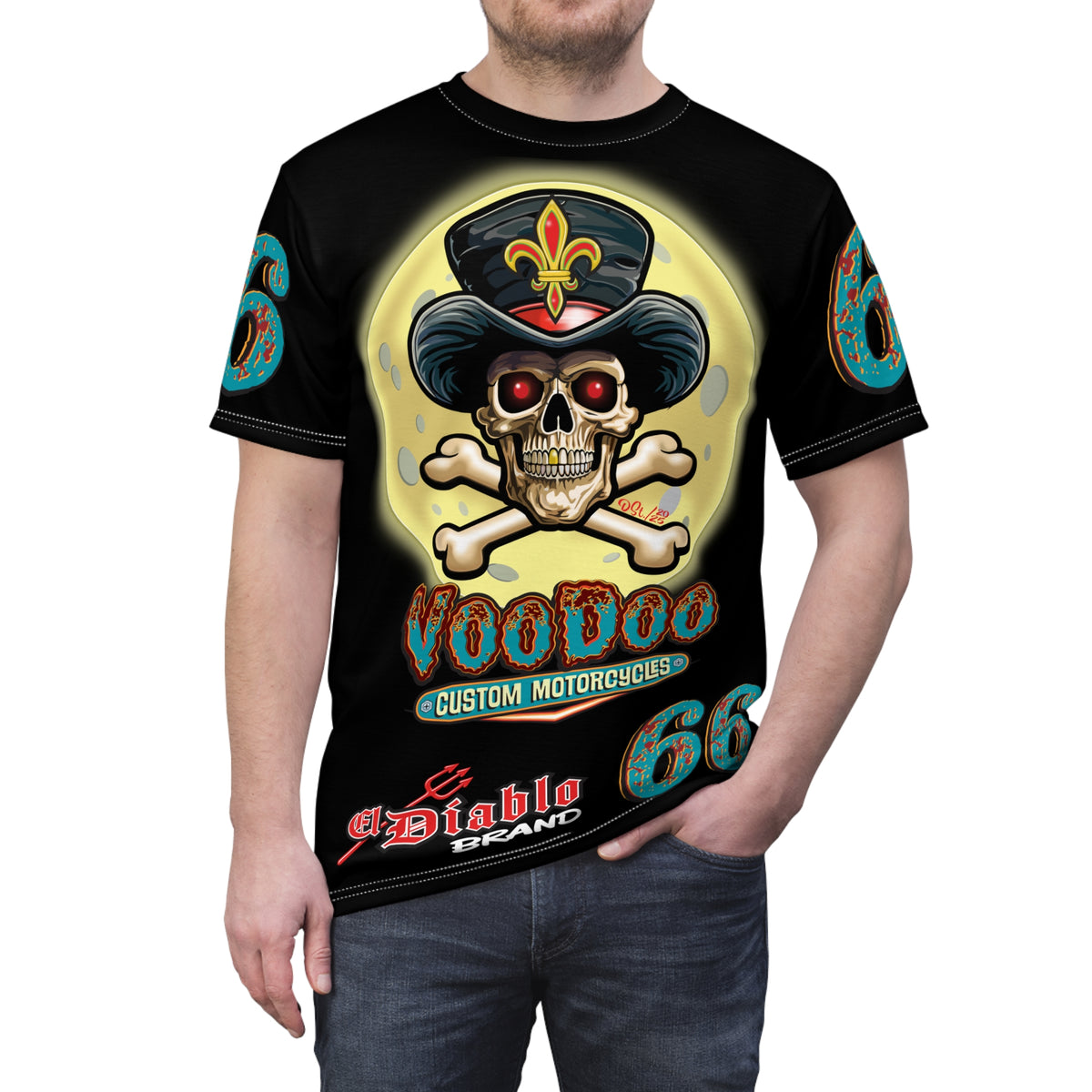Voodoo Customs Tie Dye Blast Graphic Tee –  Edgy Style for Bikers