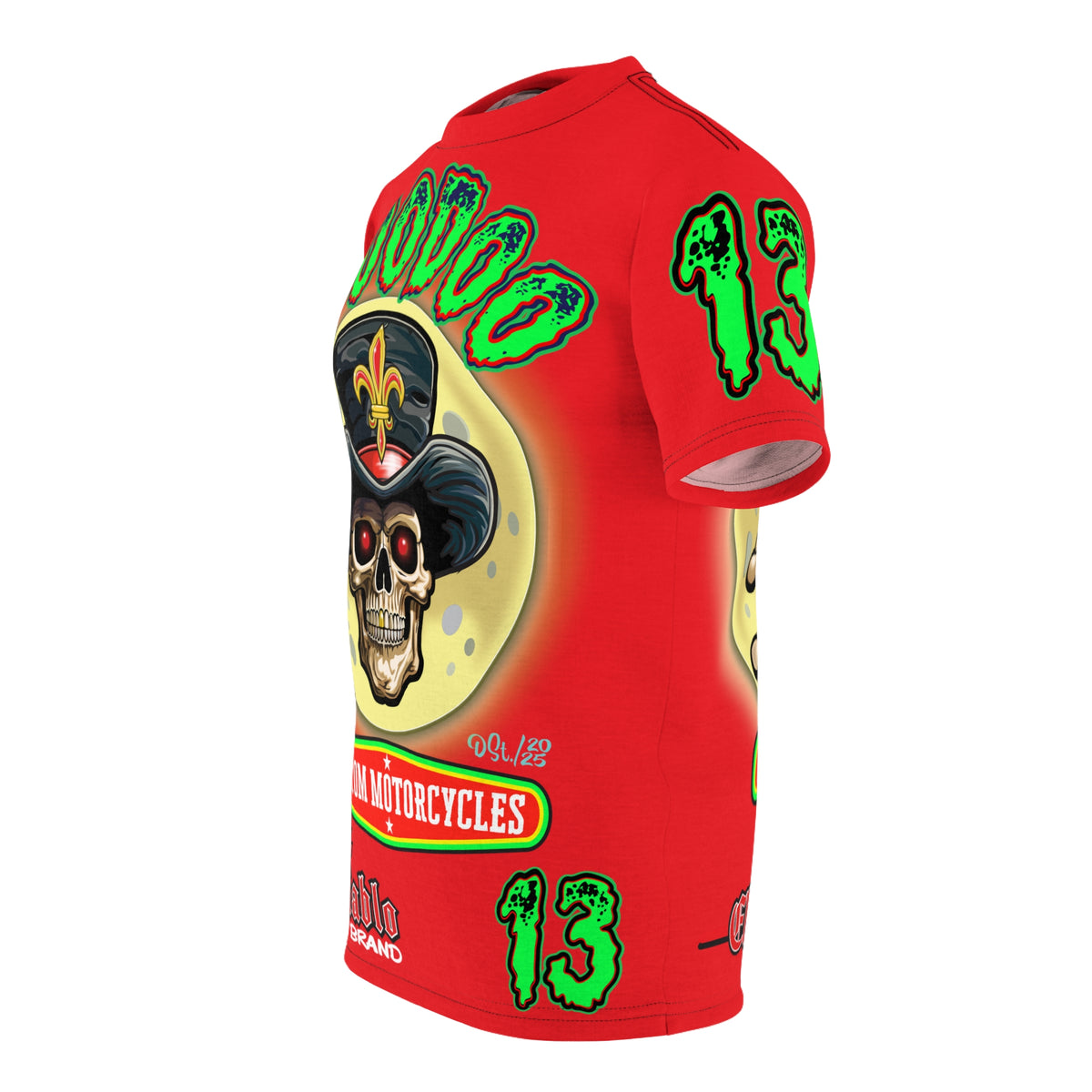 Voodoo Custom Motorcycles HiViz Super Tee, Unique XL Graphics, Custom HiViz Apparel