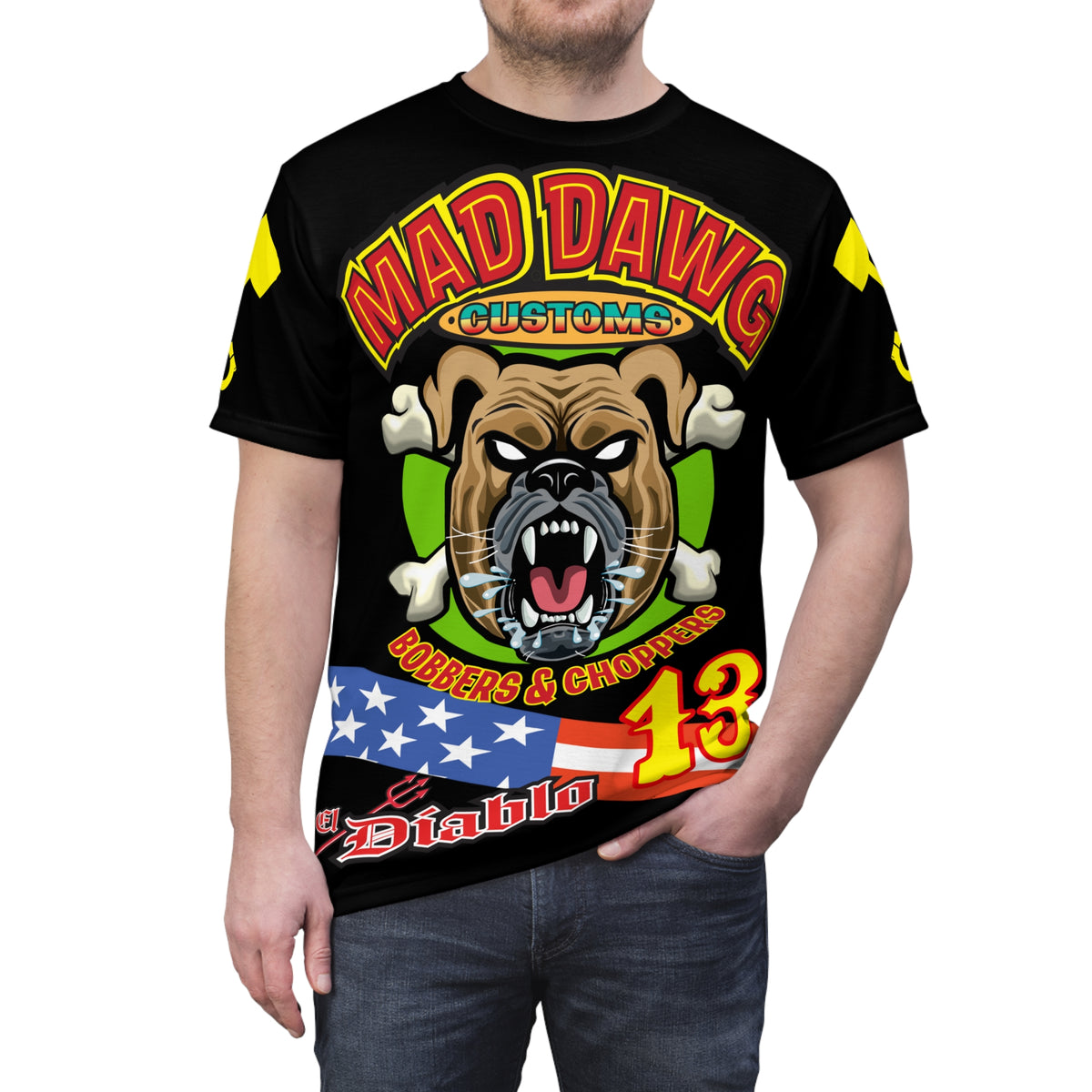 Mad Dawg Customs HiViz Americana - Motorcycle Riders Super Tee