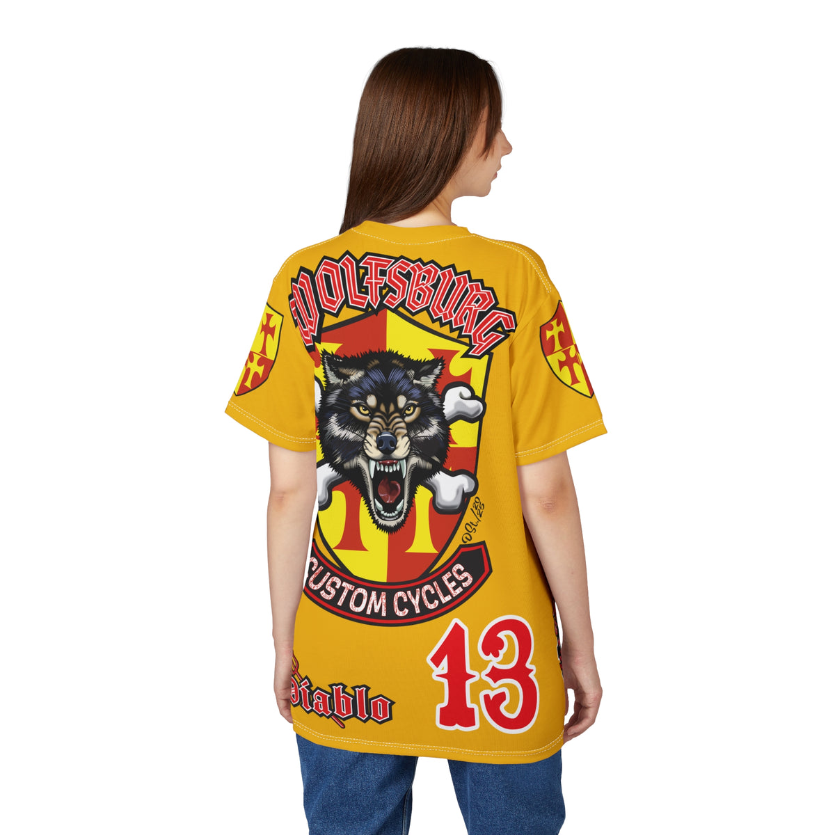 Wolfsburg Custom Cycles HiViz Graphic Super Tee for Bikers
