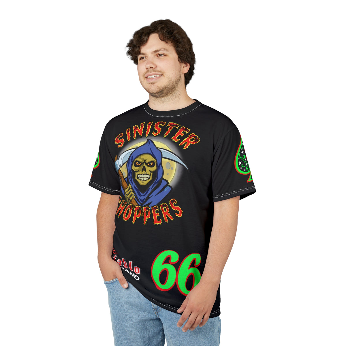 SRT Sinister Choppers Reaper Super Riding Tee - Gothic Graphic T-Shirt for Motorcycle Riders