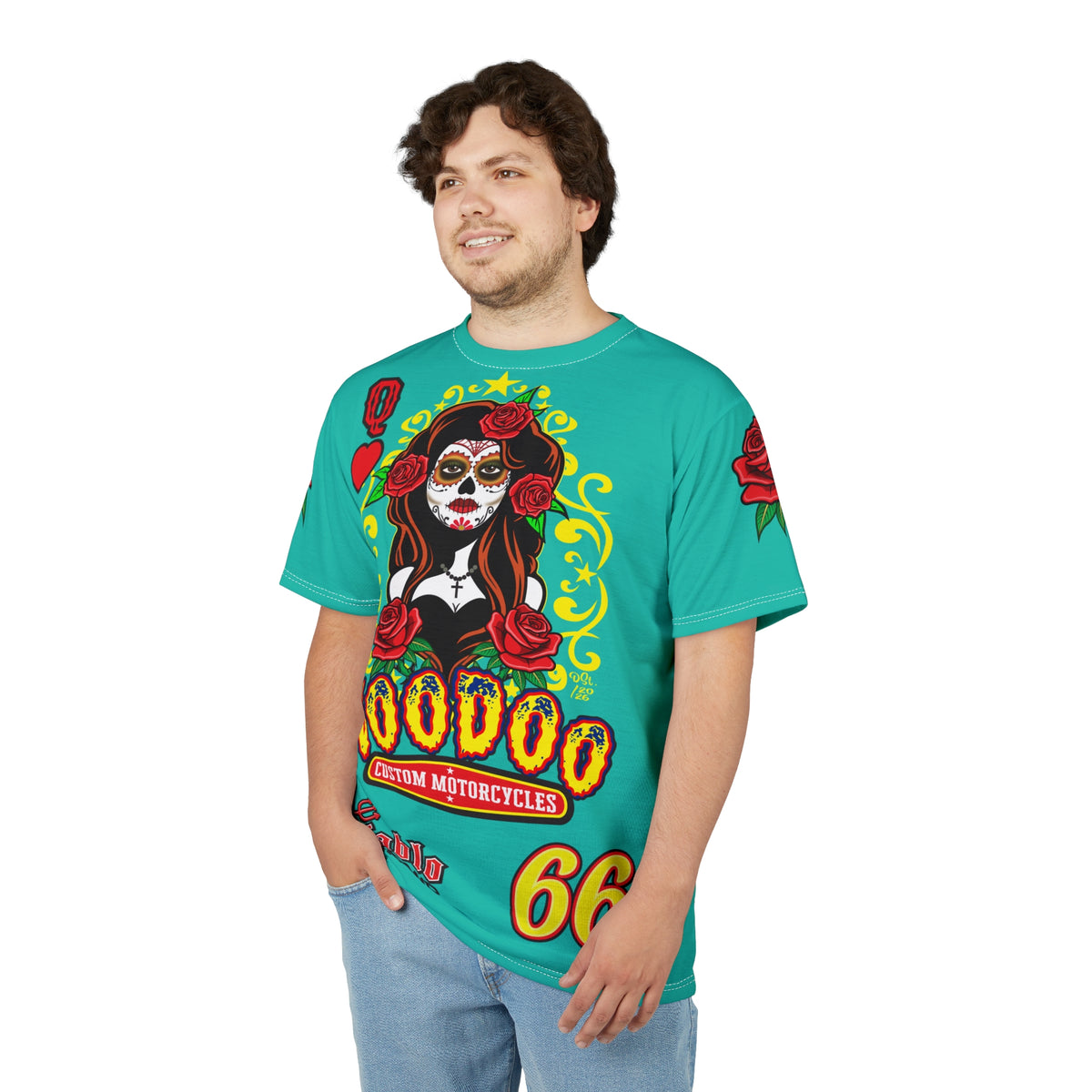 Copy of Voodoo Custom Motorcycles Tee — Queen of Hearts  Graphic Riding Super Tee