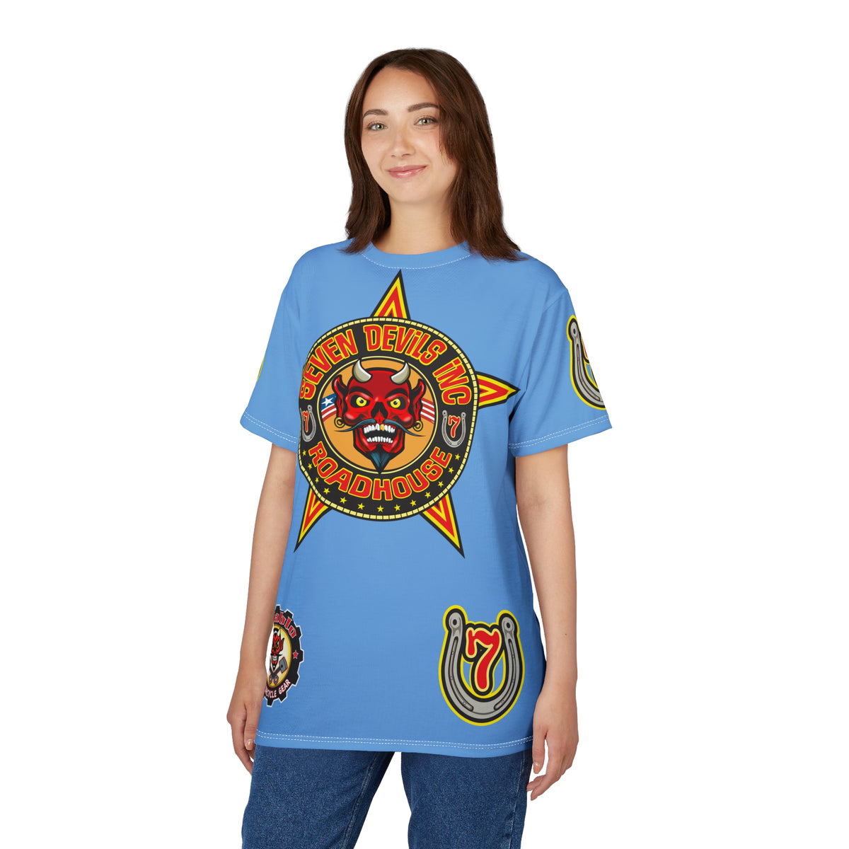 Seven Devils Inc. Roadhouse HiViz Design, Edgy Biker Shirt, Special Motorcycle Riding Gear, Seven Devils Inc.