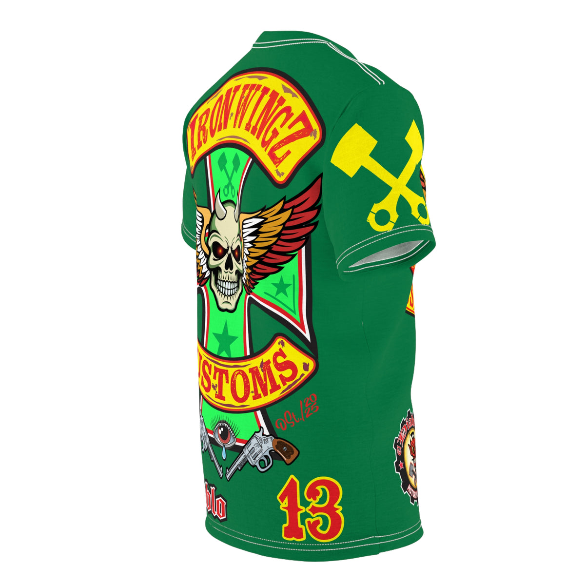 Iron WingZ Customs HIviz Graphic Super Tee, Edgy Streetwear, Customized Apparel, Gift for Bikers