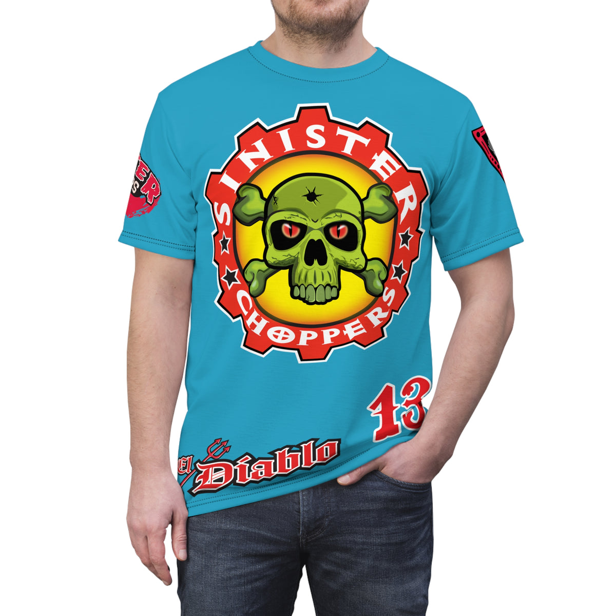 Sinister Choppers Electric Blue Custom Designed HiViz Super Tee