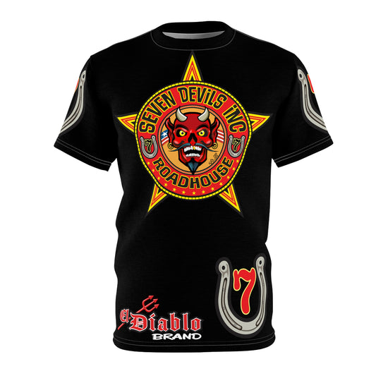 Seven Devils Road House (LIMITED EDITION) Custom Super Riding Tee - Retro Devil Style Graphic Style