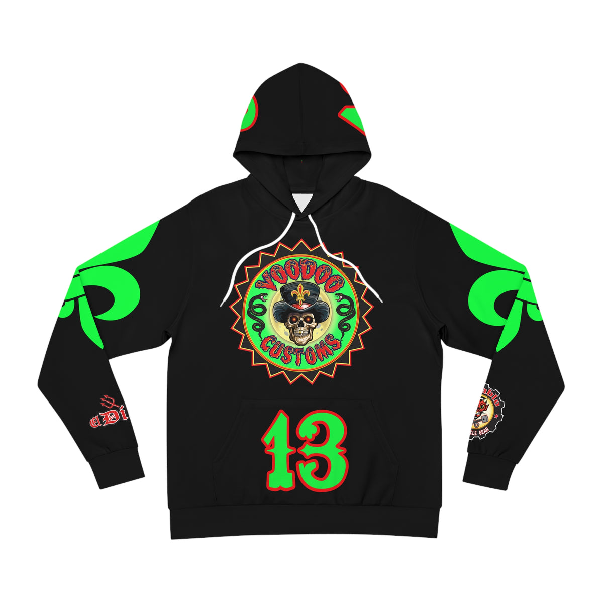 Voodoo Custom HiViz Hoodie for Motorbike Enthusiasts - Stylish Graphic Sweatshirt