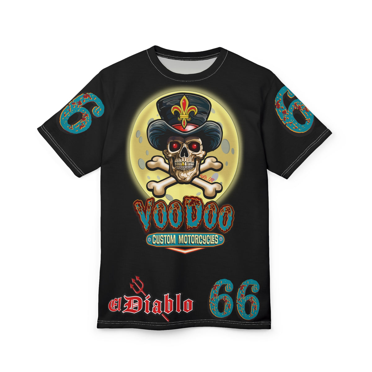 Voodoo Custom Motorcycles Unisex HiViz Tee, Edgy Graphic Shirt, Motorcycle Apparel, Skull T-Shirt, Perfect for Bikers