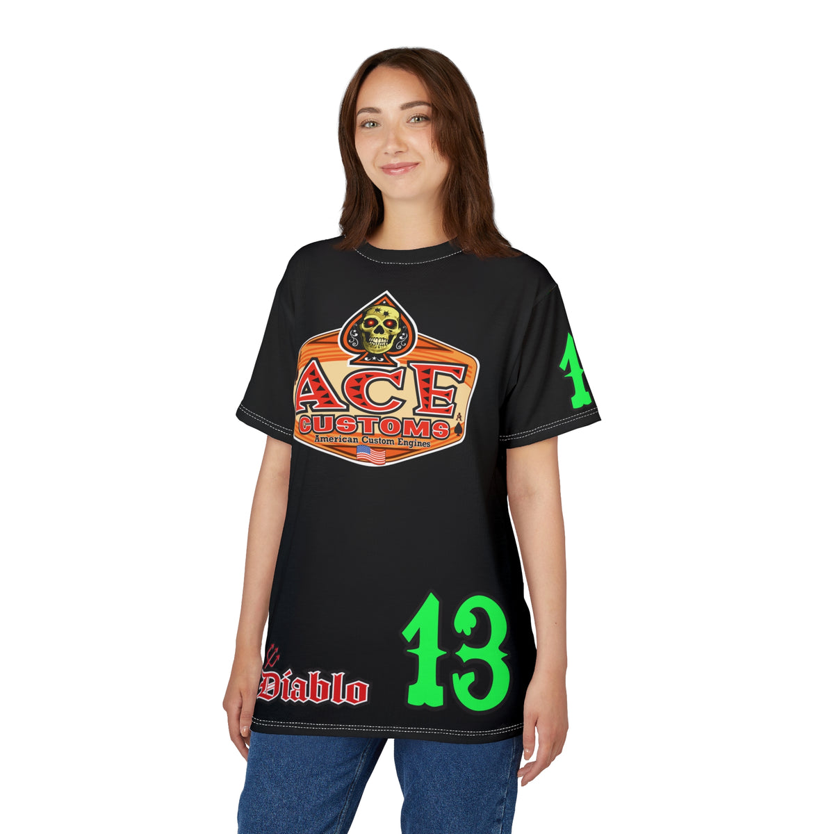 American Custom Engines ACE - Super HiViz Ace of Spades Lumina Green Back Graphics