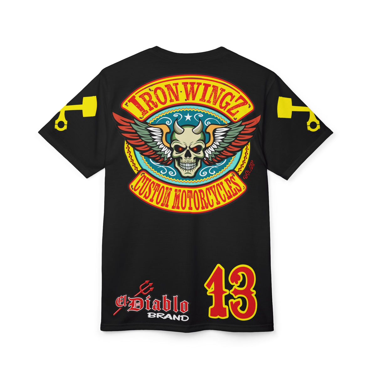 SRT Iron WingZ Custom Motorcycles Graphic Super Riding Tee, Edgy Streetwear, Customized Apparel, Gift for Bikers