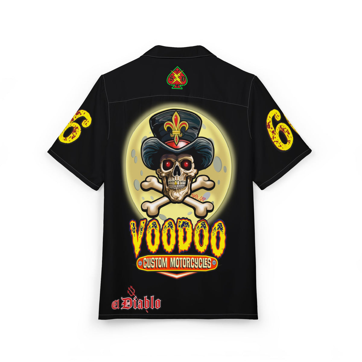 Big Bopper Voodoo Skull Hawaiian Shirt, Unisex Button-Down, Motorcycle Event Gear, Harley Casual Streetwear, Sizes to 3XL