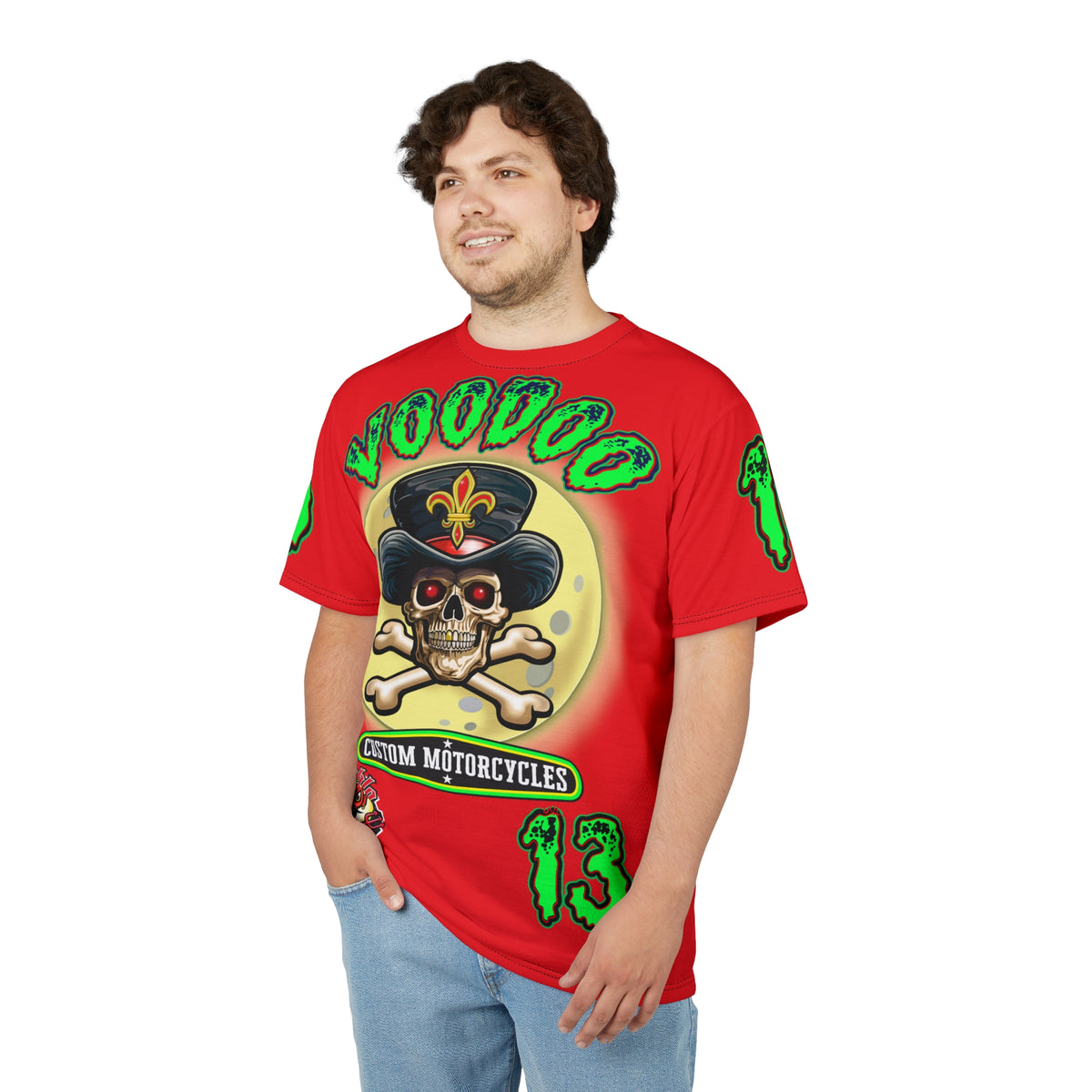 Voodoo Lucky 13 Red Rider HiViz Super Tee, XLGraphics , Custom Riding Apparel