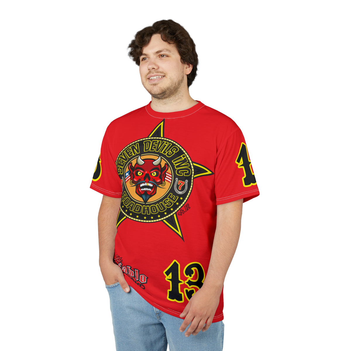 Seven Devils Inc. Roadhouse Bad in  Black Super Tee — Extreme Edgy Graphics - Bad Attitude Custom Biker Riding Gear