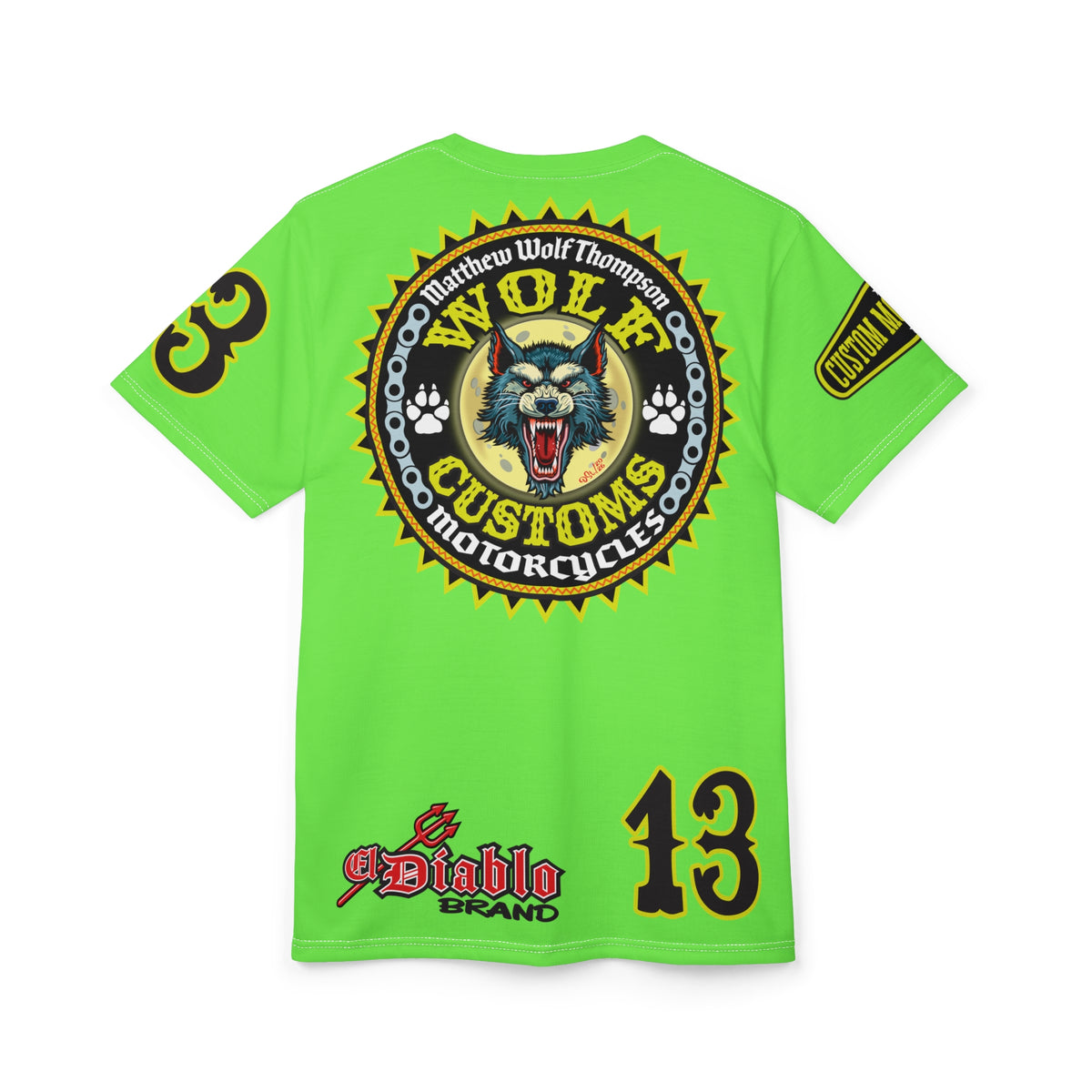 Very Special MWT Wolf Customs HiViZ Graphic Super Tee — Retro Motorcycle Club Shirt, The Best Biker Riding Tee EVER !!!