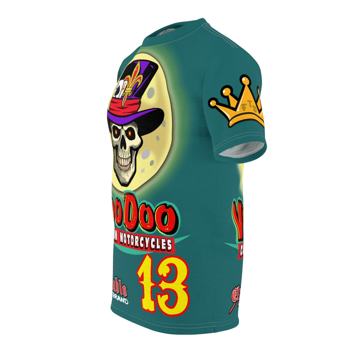 VooDoo Custom Motorcycles Mariana Blue HiViz Graphics Biker Tee