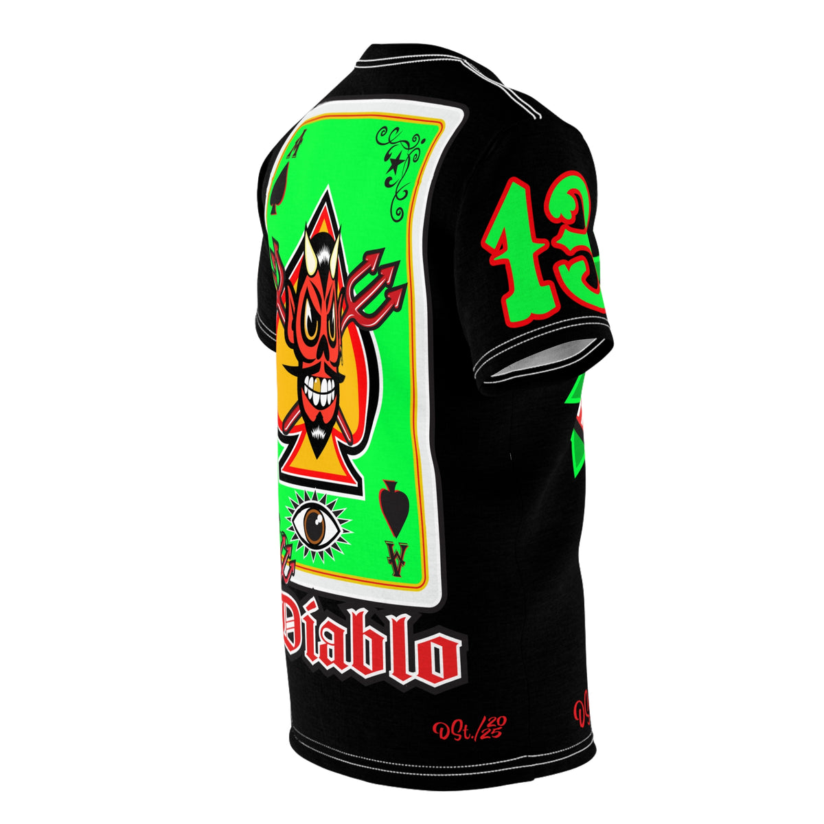 El Diablo Night Ryder HiViz Super Tee, Huge HiViz Back Graphic, See & be seen !!!