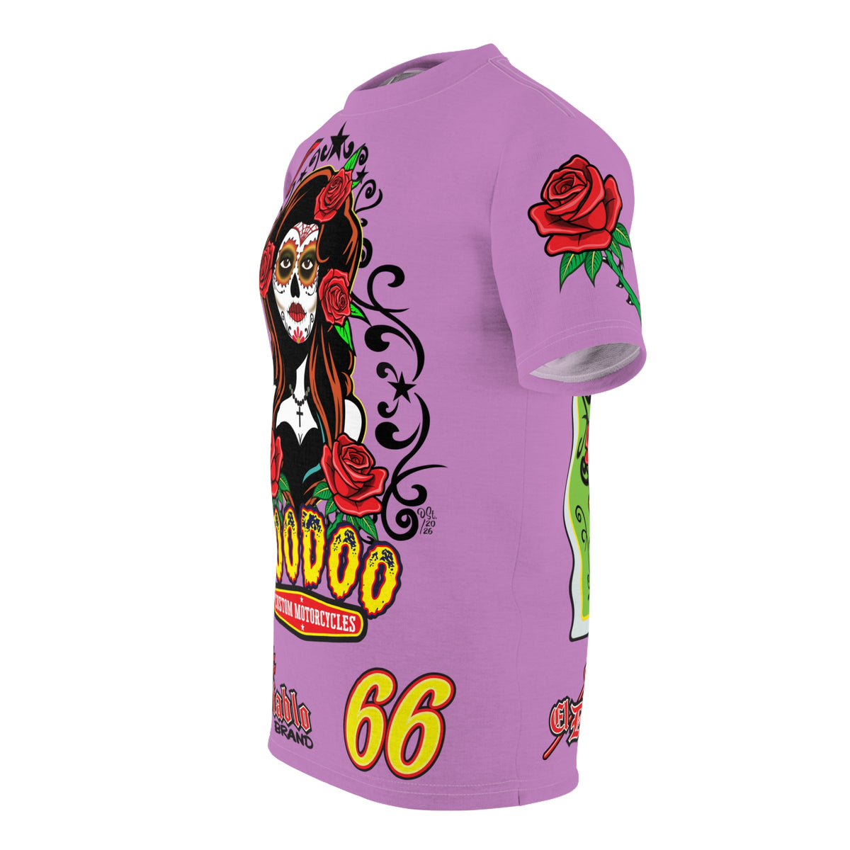 Copy of Voodoo Custom Motorcycles Tee — Queen of Hearts  Graphic Riding Super Tee