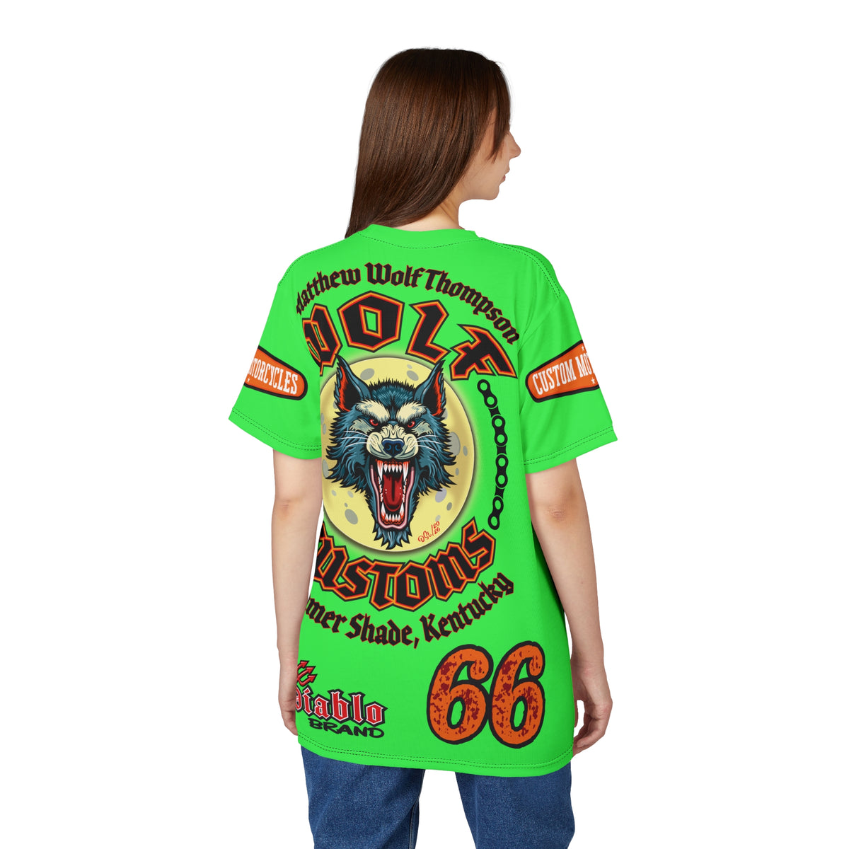 Very Special MWT Wolf Custom Motorcycles HiViZ Super Tee — Viciously Cool High Performance Motorcycle Riding Shirt