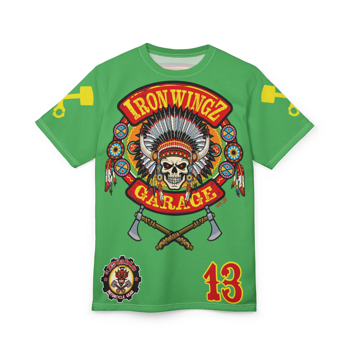 Iron WingZ Garage  Graphic Super Tee, Edgy Streetwear, Customized Apparel, Gift for Bikers