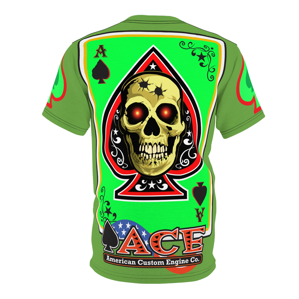 American Custom Engines ACE - Specially Designed Lumina Green  Ace of Spades Death Card High visibility Graphics