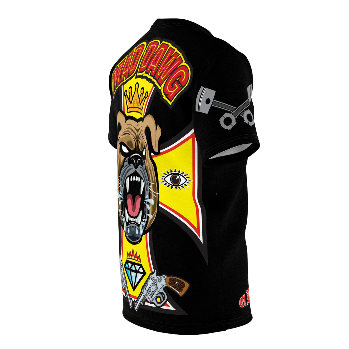 Mad Dawg Custom Bobbers & Choppers Highest Quality HiViz Motorcycle Riding Tee Shirt