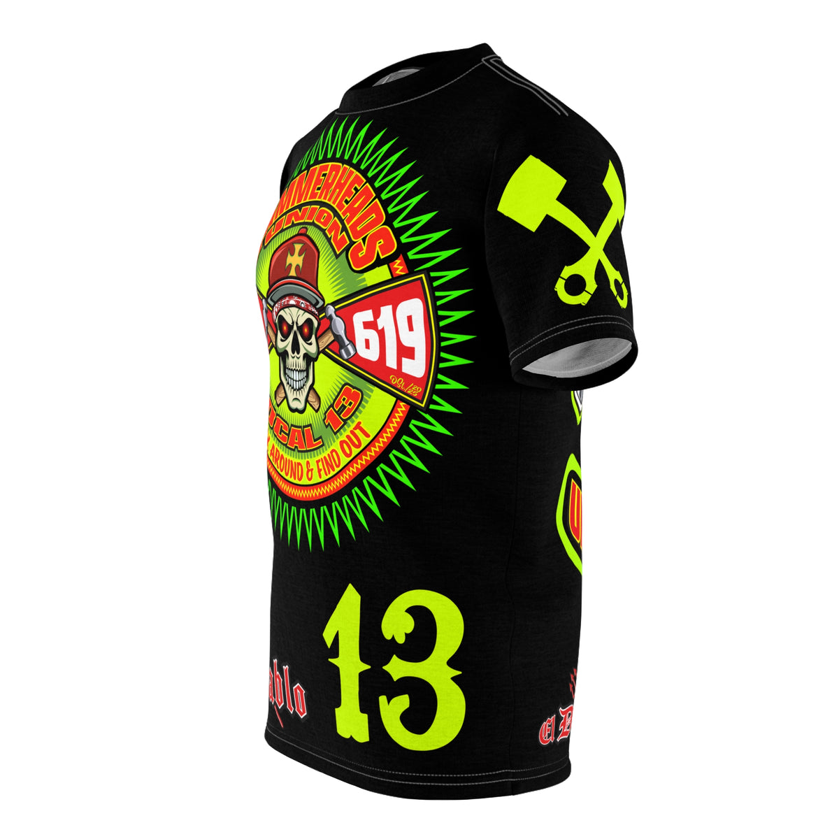 Hammerheads Union Local 13 -  SoCal 619 Special Edition - Custom HiViz Motorcycle Riding Tee Shirt _ Super Comfort and Fit