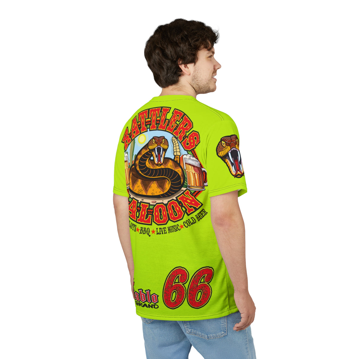 VERY Special Rattlers Saloon  BADAZZ HIVIZ SUPER TEE — Vintage Biker 66 Graphic Shirt