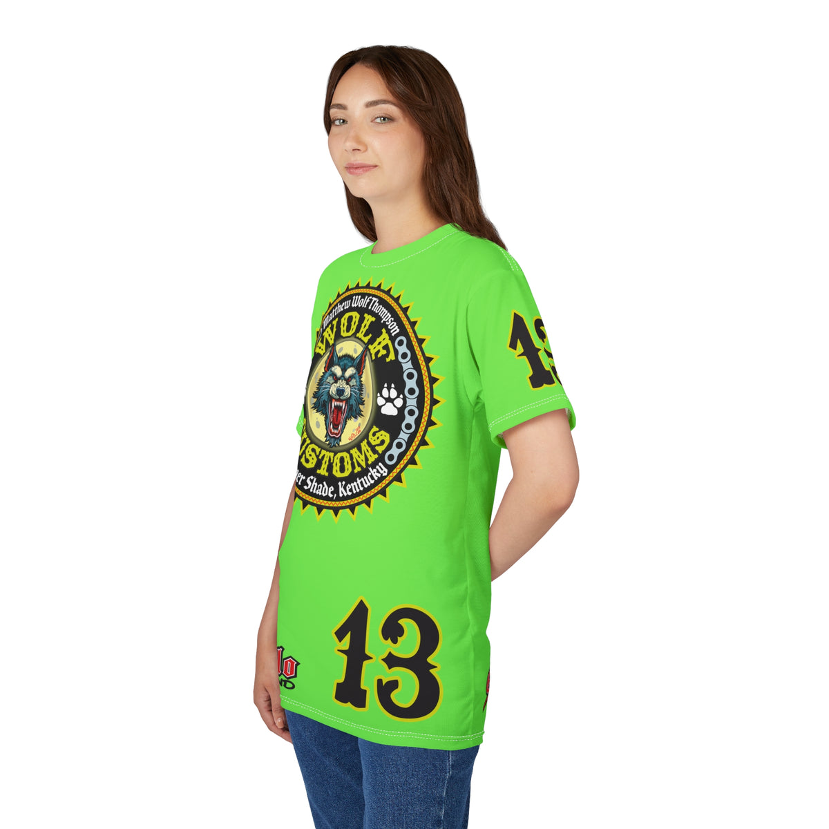 Very Special MWT Wolf Customs HiViZ Graphic Super Tee — Retro Motorcycle Club Shirt, The Best Biker Riding Tee EVER !!!