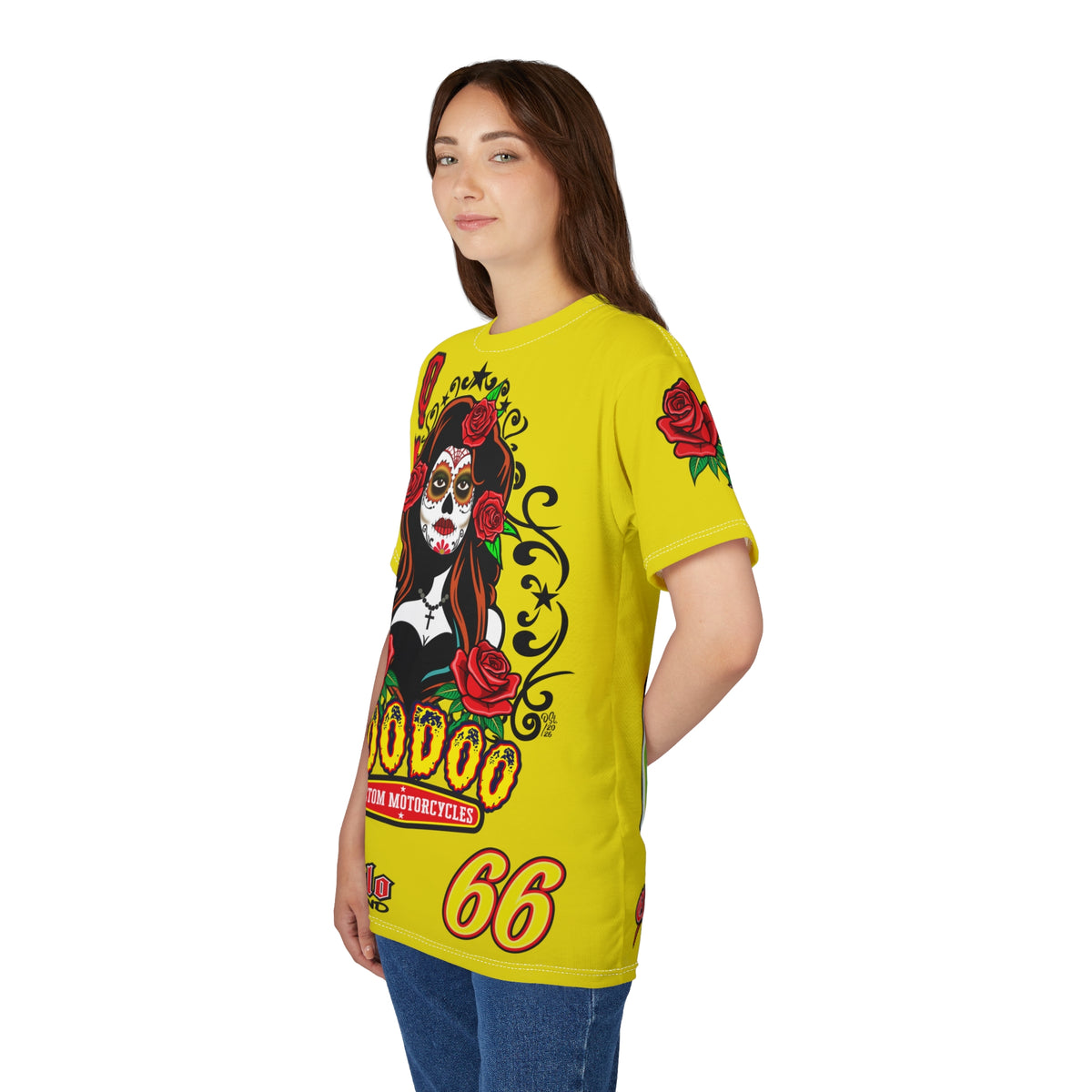 VERY Special HIVIZ Voodoo Custom Motorcycles Tee — Queen of Hearts Graphics - Super Riding Tee